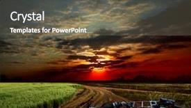  Presentation with dirt - Colorful PPT theme enhanced with atv - countryside landscape with dirt road backdrop and a violet colored foreground