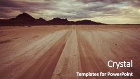  Presentation with salt - Colorful slide set enhanced with terrain vehicle - road in bonneville salt desert backdrop and a tawny brown colored foreground