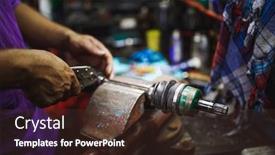  Presentation with atv - Beautiful slide set featuring atv constant-velocity cv joint repair by hands in old garage backdrop and a tawny brown colored foreground