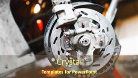  Presentation with atv - Presentation theme consisting of hydraulics - atv hydraulic disc brake caliper background and a tawny brown colored foreground