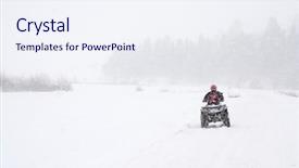  Presentation with atv - Audience pleasing presentation consisting of yamaha - atv on a snowy road backdrop and a sky blue colored foreground