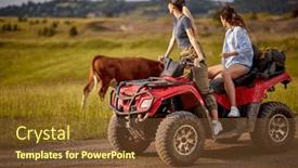  Presentation with atv - Presentation design with atv-quad-bike-of-mountains background and a tawny brown colored foreground