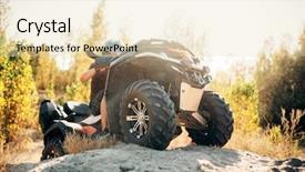  Presentation with atv - Presentation design with bike stunt - atv rider climbing the sand background and a lemonade colored foreground