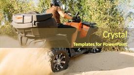  Presentation with atv - Amazing PPT layouts having quadbike - atv riding in action sand backdrop and a tawny brown colored foreground