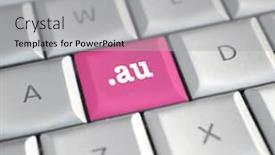  Presentation with name - Cool new slides with au domain name on a keyboard key backdrop and a light gray colored foreground