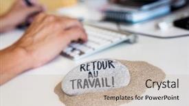  Presentation with desk - Slides consisting of au travail back to work background and a soft green colored foreground