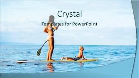  Presentation with stand - PPT theme enhanced with aubs - mother and son stand up background and a sky blue colored foreground