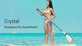  Presentation with happy holidays - Audience pleasing presentation theme consisting of aubs - stand up paddle board woman backdrop and a light blue colored foreground