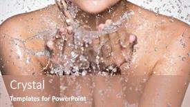  Presentation with clean water - PPT theme featuring aucasian-woman-washing-her-clean background and a coral colored foreground