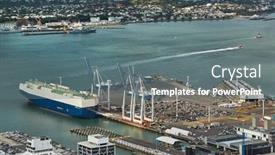  Presentation with new zealand - Colorful PPT theme enhanced with auckland-new-zealand-industrial-port backdrop and a gray colored foreground