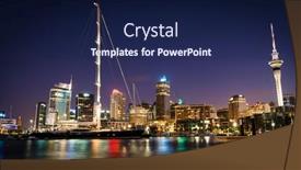  Presentation with new zealand - Cool new PPT theme with auckland-new-zealand-night-skyline backdrop and a navy blue colored foreground