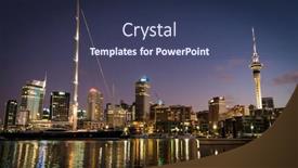  Presentation with new zealand - Beautiful theme featuring auckland-new-zealand-night-skyline backdrop and a tawny brown colored foreground