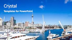  Presentation with cbd - Presentation theme enhanced with auckland skyline in cbd central background and a cobalt blue colored foreground