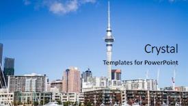  Presentation with cbd - Cool new slides with auckland skyline in cbd central backdrop and a light blue colored foreground