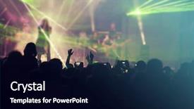  Presentation with concert band dancing - PPT layouts having audience applauding to musician band background and a  colored foreground