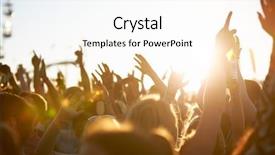  Presentation with festival music - PPT theme enhanced with audience at outdoor music festival background and a white colored foreground