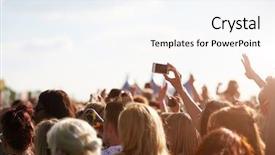  Presentation with outdoor festival - Slides with audience at outdoor music festival background and a sky blue colored foreground