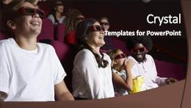  Presentation with audience - Audience pleasing slide deck consisting of audience in cinema wearing 3d backdrop and a wine colored foreground
