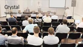  Presentation with acting - Cool new PPT theme with audience listens to the acting backdrop and a  colored foreground