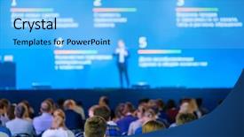  Presentation with audience - Cool new presentation with audience listens to the lecturer backdrop and a light blue colored foreground