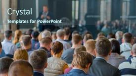  Presentation with audience - Amazing slide deck having audience-listens-to-the-lecturer backdrop and a ocean colored foreground