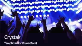  Presentation with rock band hands - Beautiful slide set featuring audience watching a rock show backdrop and a  colored foreground