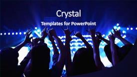  Presentation with audience - Colorful PPT theme enhanced with audience watching rock show with hands in the air backdrop and a navy blue colored foreground