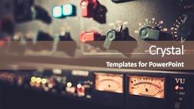  Presentation with audio - PPT theme having audio - close-up amplifier equipment with sliders background and a coral colored foreground
