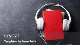  Presentation with audio - Presentation having audio book concept headphones background and a dark gray colored foreground