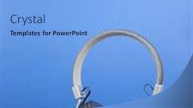  Presentation with audio book - Cool new PPT theme with audio-book-concept-headphones backdrop and a light blue colored foreground