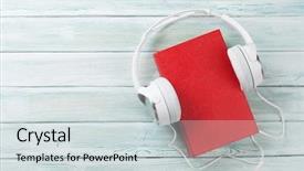  Presentation with audio book - Beautiful slide deck featuring audio book concept headphones backdrop and a sky blue colored foreground