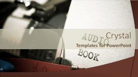  Presentation with audio book - PPT theme having audio-book-text-written background and a soft green colored foreground