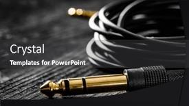  Presentation with audio - Presentation theme featuring audio-cable-with-jack background and a dark gray colored foreground