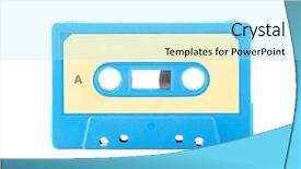  Presentation with tape audio - Colorful presentation theme enhanced with audio cassette isolated on white backdrop and a arctic colored foreground