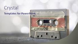  Presentation with 1970 - Colorful slide deck enhanced with audio-cassette-tape-vintage-analog backdrop and a sky blue colored foreground