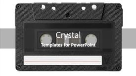 Presentation with cassette - Colorful slide set enhanced with audio-cassette-with-blank-label backdrop and a dark gray colored foreground