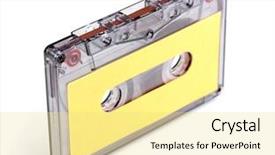  Presentation with cassette - Cool new slide set with audio cassette with color label backdrop and a yellow colored foreground