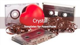  Presentation with magnetic tape - Beautiful PPT layouts featuring audio cassette with magnetic tape backdrop and a tawny brown colored foreground