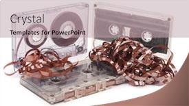  Presentation with audio tape - Colorful PPT theme enhanced with audio cassette with tape tangle backdrop and a mint green colored foreground