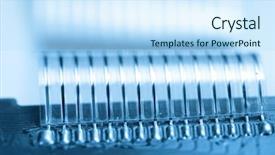  Presentation with flexible - Slides with blue circuit board solderings - flexible pcb cable background and a sky blue colored foreground