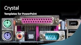  Presentation with computer motherboard - PPT layouts featuring ps 2 - rear panel ports background and a black colored foreground