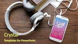  Presentation with old book - Amazing PPT theme having headphones with old book backdrop and a tawny brown colored foreground