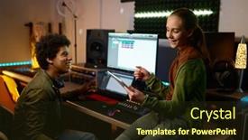  Presentation with music studio - Presentation theme featuring audio-engineer-with-young-singer background and a tawny brown colored foreground