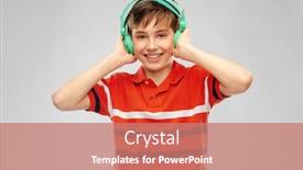  Presentation with audio - Beautiful presentation featuring audio-equipment-and-technology-people backdrop and a coral colored foreground