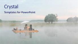  Presentation with audio - Slide set with audio equipment on raft floating background and a sky blue colored foreground