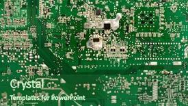  Presentation with electronics circuit - Colorful slide set enhanced with audio-equipment video-equipment computer backdrop and a forest green colored foreground