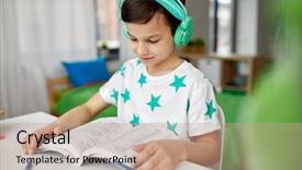  Presentation with technology education - Audience pleasing PPT layouts consisting of audio learner - education childhood and technology concept backdrop and a coral colored foreground