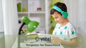  Presentation with technology education - Slides featuring audio learner - education childhood and technology concept background and a mint green colored foreground