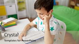  Presentation with foreign boy student - Amazing slides having audio learner - education childhood and technology concept backdrop and a soft green colored foreground