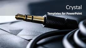  Presentation with connector - Slide set enhanced with audio-mini-jack-connector background and a tawny brown colored foreground